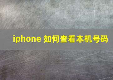 iphone 如何查看本机号码